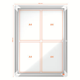 Nobo wetterfester Schaukasten Premium Plus 4x DIN A4 für Innen - und Außenbereiche, mit hochwertigem Alurahmen,  magnetisch