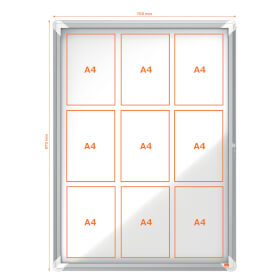 Nobo wetterfester Schaukasten Premium Plus 9x DIN A4 für Innen - und Außenbereiche, mit hochwertigem Alurahmen,  magnetisch