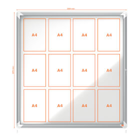 Nobo wetterfester Schaukasten Premium Plus 12x DIN A4 fr Innen - und Auenbereiche, mit hochwertigem Alurahmen,  magnetisch