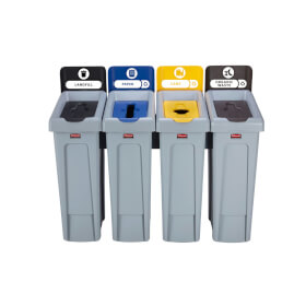 Rubbermaid Slim Jim Recycling - Station Wertstoff - Sammelstation mit 4 Abfallbehltern