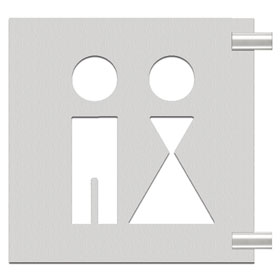Phos Schilder aus Edelstahl Fahnenschild, Symbol Dame und Herr, 