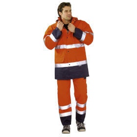 Warnschutzkleidung Warnschutzjacken PLANAM Warnschutz-Parka, orange-marine,