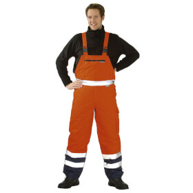 Warnschutzkleidung Warnschutzhosen PLANAM Warnschutz-Latzhose Winter, orange-marine,