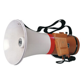 Schultermegaphon 25 Watt mit Handmikrophon und Lautstrkeregler