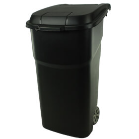 Rollcontainer Mülltonne 100 Liter für den Innen - und Außeneinsatz, mobiler Abfallbehälter mit extrabreiter Öffnung und Beutelhalter, 