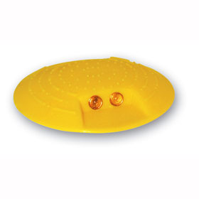 Markierungsknopf Kunststoff gelb zum Aufkleben, mit zwei Reflexlinsen beidseitig