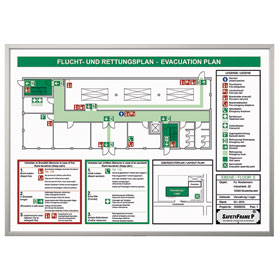 Rahmen fr Flucht - und Rettungsplne stabile Ausfhrung aus Aluminium, Format:  DIN A3