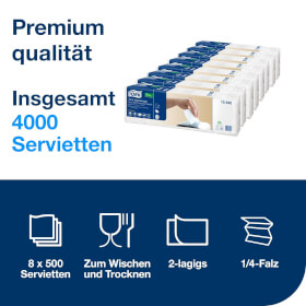 Tork 15840 Xpressnap Extra Soft Weie Spenderserviette Premium 2-lagig fr Spendersystem N4, 1/4 Falzung