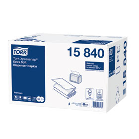 Tork 15840 Xpressnap Extra Soft Weiße Spenderserviette Premium 2-lagig für Spendersystem N4, 1/4 Falzung