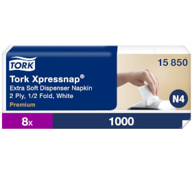 Tork 15850 Xpressnap Extra Soft Weie Spenderserviette Premium 2 - lagig fr Spendersystem N4, 1 / 2 Falzung