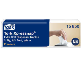 Tork 15850 Xpressnap Extra Soft Weie Spenderserviette Premium 2-lagig fr Spendersystem N4, 1/2 Falzung