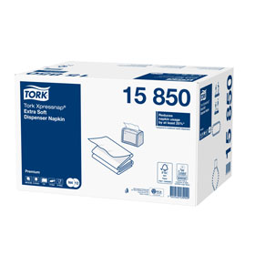 Tork 15850 Xpressnap Extra Soft Weiße Spenderserviette Premium 2-lagig für Spendersystem N4, 1/2 Falzung