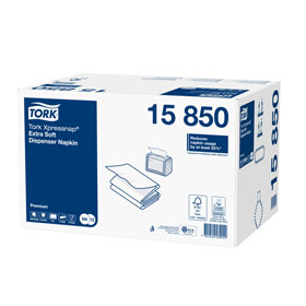 Tork 15850 Xpressnap Extra Soft Weie Spenderserviette Premium 2-lagig fr Spendersystem N4, 1/2 Falzung