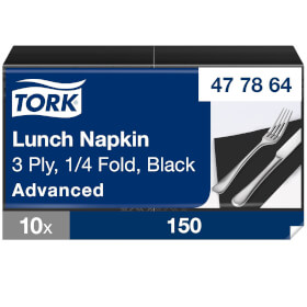 Tork 477864 Soft Lunchservietten Schwarz Advanced 3 - lagig viertelgefaltet