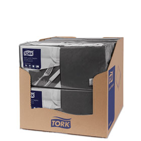 Tork 477864 Soft Lunchservietten Schwarz Advanced 3-lagig viertelgefaltet