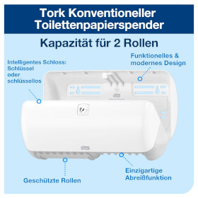 Toilettenpapierspender T4, Tork Spender fr Kleinrollen Toilettenpapier, Kunststoff,