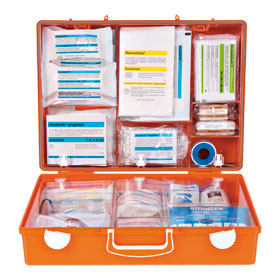 Erste Hilfe-Koffer SAN Pro Safe Kinder orange mit Füllung nach DIN 13157  plus branchenspezifischer Zusatzausstattung kaufen