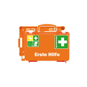 Betriebsverbandkasten MINI + Wandhalterung, orange, DIN 13 157