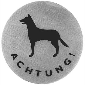 Piktogramm Graphic Line Text: Achtung! Hund