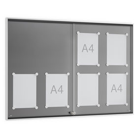 Schaukästen WSM Wandtafel mit 2 Glasschiebetüren aus ESG - Glas, für innen, 