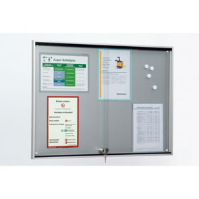 Schaukästen WSM Wandtafel mit 2 Glasschiebetüren aus ESG-Glas, für innen,