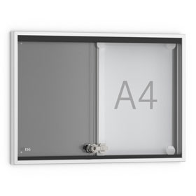 Schaukästen WSM Wandtafel mit 2 Glasschiebetüren aus ESG - Glas, für innen, 