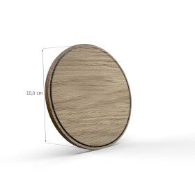 Tello Wood Türschild rund, Farbe: Schwarz, Motiv: Eiche Natur