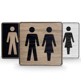 Tello Wood Türschild eckig, Farbe: Eiche,  Motiv:  Schwarz