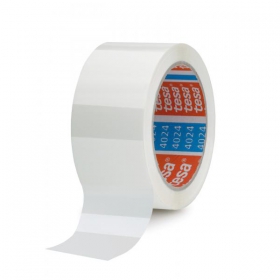 tesapack PVC 4124 Verpackungsklebeband, weiß mit starkem Naturkautschuk - Kleber, reißfest