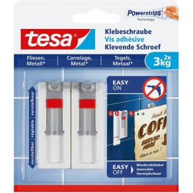 tesa Klebeschraube verstellbar Fliesen&Metall justierbarer Klebeschraube für glatte Oberflächen bis 3 kg