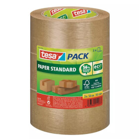tesapack Papier - Paketband Standard stark haftend dank Naturkautschuk Kleber, biobasiertes 
