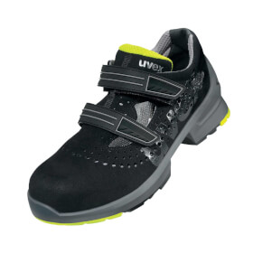 uvex 1 Sicherheitssandale 85428 S1 ESD SRC schwarz gelb besonders leichte atmungsaktive Sandale mit gelochtem Schaft