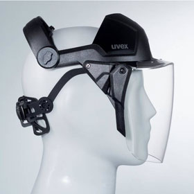 uvex Gesichtschutz pheos faceguard vormontiertes Schutzsystem zur Entlastsung der Wirbelsäule
