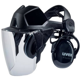 uvex Gesichtschutz pheos faceguard mit Gehörschutz vormontiertes Schutzsystem zur Entlastsung der Wirbelsäule