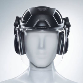 uvex Gesichtschutz pheos faceguard mit Gehörschutz vormontiertes Schutzsystem zur Entlastsung der Wirbelsäule