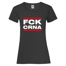 FCK CRNA  Damen T-Shirt Fruit of the Loom, schwarz