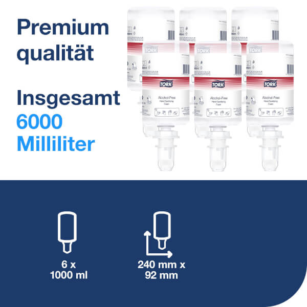 Tork 520202 alkoholfreier Händedesinfektionsschaum Premium Desinfektion ...