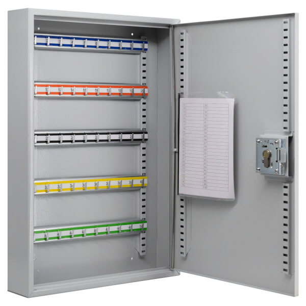 Burg Wächter Stahl Schlüsselschrank 6850 / 100 PZ mit Zylinderschloss und 100 Schlüsselhaken und Anhängern