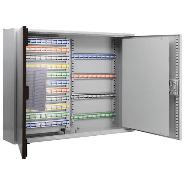 Burg Wächter Stahl Schlüsselschrank 6950 / 300 PZ mit Zylinderschloss und 300 Schlüsselhaken und Anhängern