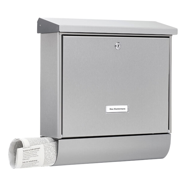 Burg Wächter Edelstahl - Briefkasten InoxStar 4720 Ni mit Schutzlack, versiegelt, zeitungsbox und Namensfenster
