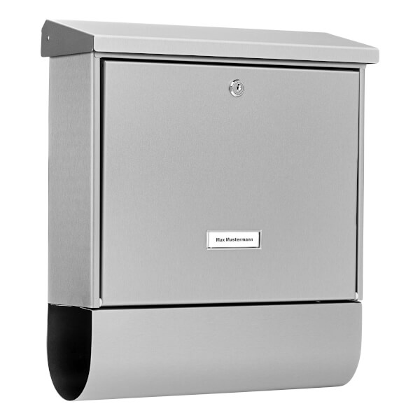 Burg Wächter Edelstahl - Briefkasten InoxStar 4730 Ni mit Schutzlack, versiegelt großer Zeitungsbox und Namensfenster