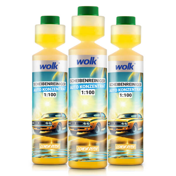 wolk Sparset Scheibenreiniger Auto Konzentrat 1: 100 Lemon Rush Reinigungsessenz für 25 L Scheibenwischwasser