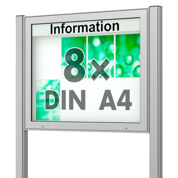 Plenum 65 E Freistehender Schaukasten eckig Format für 8 × DIN A4 Blätter