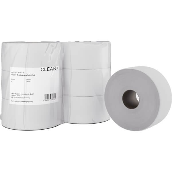 Clear+ Jumbo Toilettenpapier 2 - lagige Großrollen a 700 Blatt