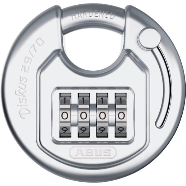 Abus Diskus Combo 29 / 70 Vorhängeschloss mit Bügel aus gehärtetem Stahl und Zahlenschloss