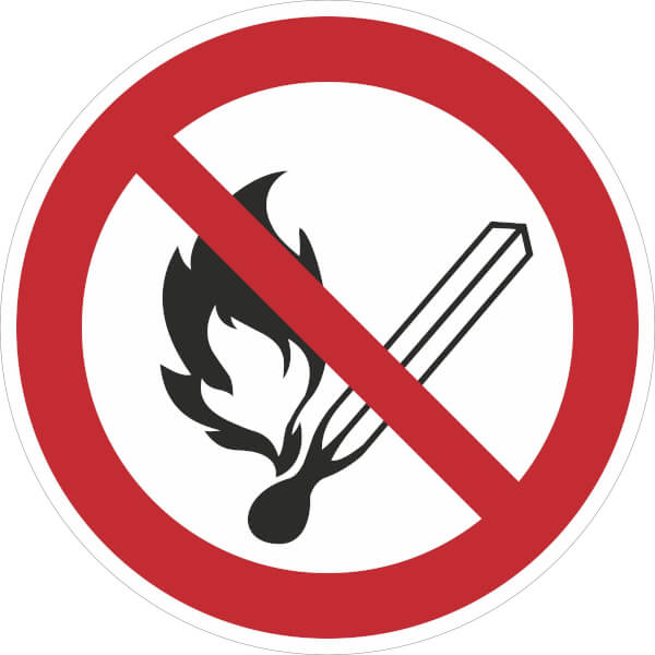 Verbotsschild Feuer, offenes Licht und Rauchen verboten
