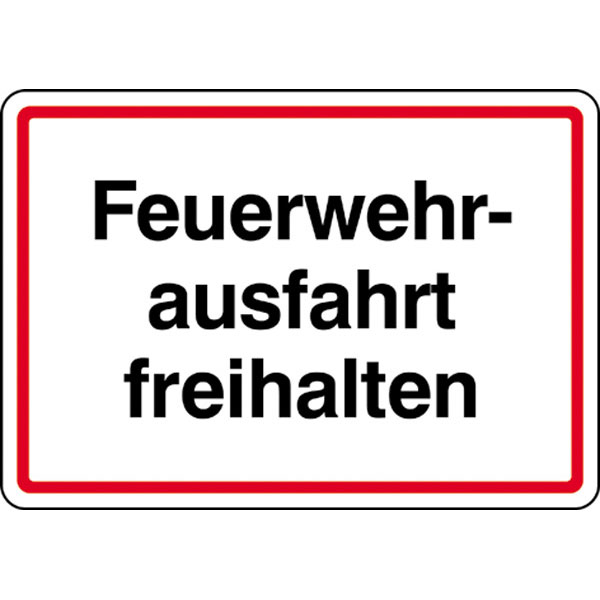 Feuerwehrschild VZ 2441, Rettungsweg für Feuerwehr freihalten