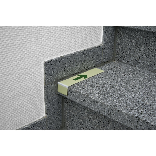 Treppenwinkel - langnachleuchtend mit Richtungspfeil (grün) abwärts,