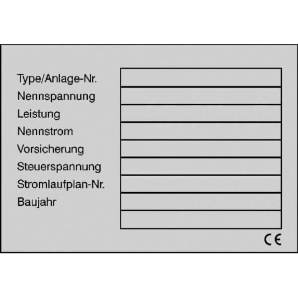 Schaltschrank typenschild beispiel