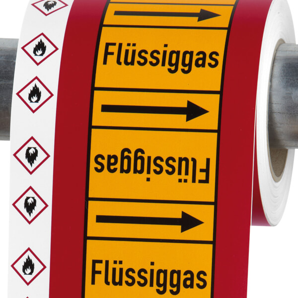 Rohrleitungskennzeichnung Aufkleber Etikett Heißdampf DIN 2403 Dampf Rohrleitungskennzeichnung Aufkleber Etikett Heißdampf DIN 2403 Dampf